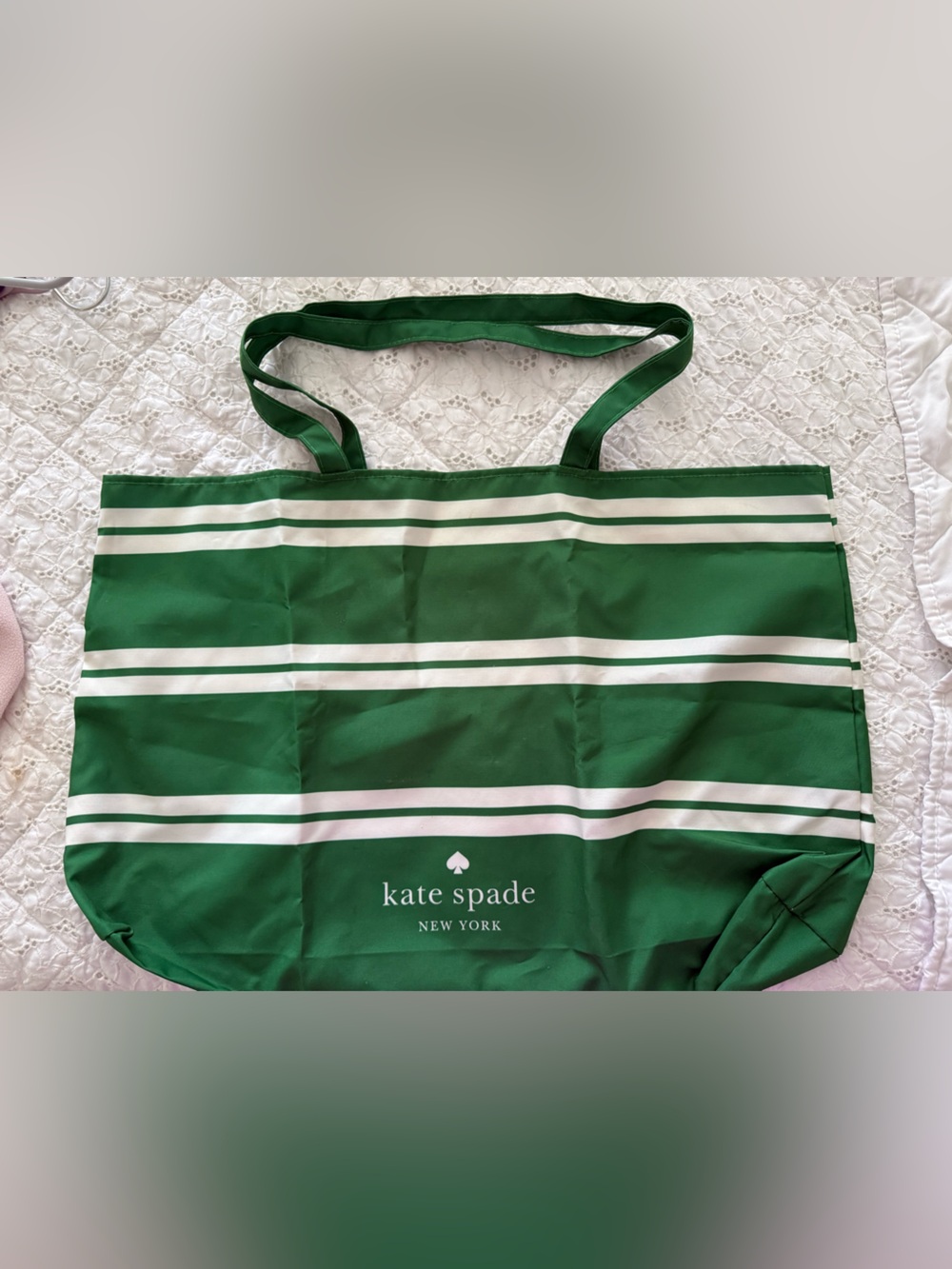 kate spade Green and White Striped Tote